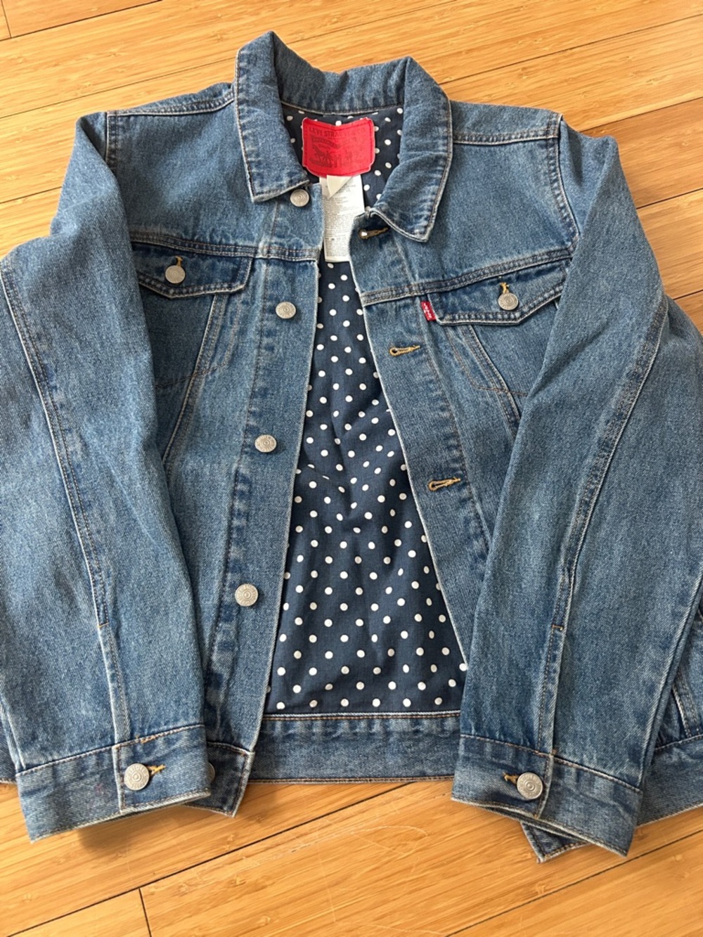 Levi's Blue Denim Jacket with Navy Polka Dot Lining